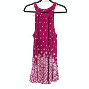 Torrid Halter Tank Top Blouse Womens Size 1X Magenta Pink White Print